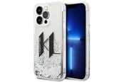 Mobil - Covers & Cases - Karl Lagerfeld Liquid Glitter Big KL case for iPhone 14 Pro - silver - 3666339085704