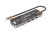 USB hub - Canyon DS-13 7-i-1 USB-C Hub 4K, Grå USB hub - Grå - CNS-TDS13