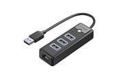 USB hub - ORICO PW3UR25-U3 USB Hub 4-Port 3x USB-A 3.0 1x RJ45 2.5G Ethernet 1.8m - Black USB hub - USB 3.0 - 4 ports - Sort - PW3UR25-U3-18-BK-EP