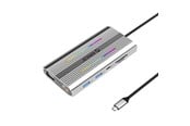 USB hub - ORICO XDR 12in1 RGB USB-C Docking Station USB-A USB-C PD 100W 2x HDMI 4K 60Hz VGA RJ45 Gigabit SD and microSD Card Reader - Gray USB hub - 12 ports - Grå - XDR-X1-SV-BP