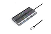 USB hub - ORICO XCR 12in1 RGB USB-C Docking Station 3x USB-A USB-C PD 100W HDMI 4K VGA RJ45 Gigabit SD and microSD Card Reader - Gray USB hub - USB 3.1 - 12 ports - Grå - XDR-X2-GY-BP