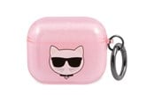 Mobil - Andet Tilbehør - Karl Lagerfeld Glitter Choupette Case for AirPods 3 - Pink - 3666339009182