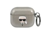 Mobil - Andet Tilbehør - Karl Lagerfeld Glitter Karl's Head Case for AirPods 3 - Black - 3666339030278