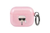 Mobil - Andet Tilbehør - Karl Lagerfeld Glitter Karl's Head Case for AirPods 3 - Pink - 3666339030339