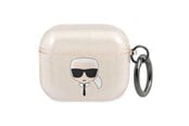 Mobil - Andet Tilbehør - Karl Lagerfeld Glitter Karl's Head Case for AirPods 3 - Gold - 3666339030360