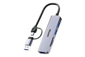 USB hub - Unitek uHUB P5+ H1320A - hub - 5-in-1 5 Gbps with SD and micro SD card reader - 3 ports USB hub - USB 3.2 - 3 ports - Grå - H1320AGY01
