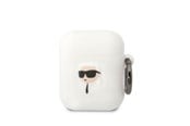 Mobil - Andet Tilbehør - Karl Lagerfeld KLA2RUNIKH AirPods 1/2 cover white/white Silicone Karl Head 3D - 3666339087838
