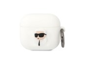 Mobil - Andet Tilbehør - Karl Lagerfeld KLA3RUNIKH AirPods 3 cover white/white Silicone Karl Head 3D - 3666339087852