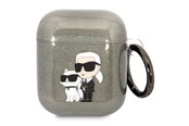 Mobil - Andet Tilbehør - Karl Lagerfeld KLA2HNKCTGK Airpods 1/2 cover black/black Gliter Karl&Choupette - 3666339088132