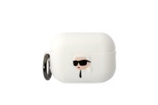 Mobil - Andet Tilbehør - Karl Lagerfeld KLAP2RUNIKH AirPods Pro 2 cover white/white Silicone Karl Head 3D - 3666339099244