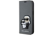 Mobil - Covers & Cases - Karl Lagerfeld KLBKP14SSANKCPG iPhone 14 6.1" bookcase silver/silver Saffiano Karl & Choupette - 3666339122829
