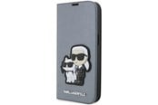 Mobil - Covers & Cases - Karl Lagerfeld KLBKP14LSANKCPG iPhone 14 Pro 6.1" bookcase silver/silver Saffiano Karl & Choupette - 3666339122843
