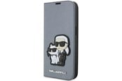 Mobil - Covers & Cases - Karl Lagerfeld KLBKP14XSANKCPG iPhone 14 Pro Max 6.7" bookcase silver/silver Saffiano Karl & Choupette - 3666339122850