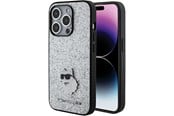 Mobil - Covers & Cases - Karl Lagerfeld Fixed Glitter Choupette Logo Metal Pin Case for iPhone 15 Pro Max - Silver - 3666339165307