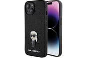 Mobil - Covers & Cases - Karl Lagerfeld Fixed Glitter Ikonik Logo Metal Pin case for iPhone 15 - black - 3666339165390