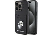 Mobil - Covers & Cases - Karl Lagerfeld Saffiano Cardslot Karl&Choupette Metal Pin case for iPhone 15 Pro - black - 3666339165536