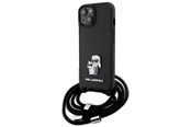 Mobil - Covers & Cases - Karl Lagerfeld Crossbody Saffiano Metal Pin Karl & Choupette case for iPhone 15 Plus - black - 3666339165765