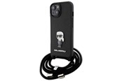 Mobil - Covers & Cases - Karl Lagerfeld Crossbody Saffiano Monogram Metal Pin Karl & Choupette Case for iPhone 15 - Black - 3666339165871
