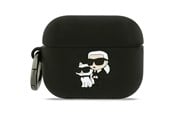 Mobil - Andet Tilbehør - Karl Lagerfeld Silicone Karl & Chaupette Head 3D Case for AirPods Pro 3 - Black - 3666339574680