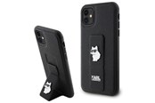 Mobil - Covers & Cases - Karl Lagerfeld Gripstand Saffiano Choupette Pins Case for iPhone 11 / Xr - Black - 3666339207335