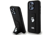 Mobil - Covers & Cases - Karl Lagerfeld Gripstand Saffiano Choupette Pins case for iPhone 13 Pro Max - black - 3666339207380