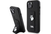 Mobil - Covers & Cases - Karl Lagerfeld Gripstand Saffiano Choupette Pins Case for iPhone 15 Plus / 14 Plus - Black - 3666339207441