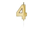 Legetøj - Globos Cake Candle 6cm Metallic Gold no. 4 - 1014