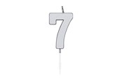 Legetøj - Globos Cake Candle 4.5cm Metallic Silver no. 7 - 1087