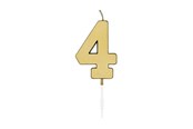 Legetøj - Globos Cake Candle 4.5cm Metallic Gold no. 4 - 1074