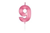 Legetøj - Globos Cake Candle 6cm Metallic Light Pink no. 9 - 1049