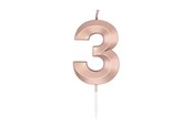 Legetøj - Globos Cake Candle 6cm Metallic Rose Gold no. 3 - 1033