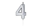 Legetøj - Globos Cake Candle 6cm Metallic Silver no.4 - 1024