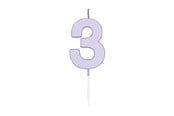 Legetøj - Globos Cake candle 4.5cm Pastel Lilac no. 3 - 1213