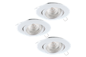 Lamper - EGLO TEDO 1 INDBYG. SÆT KIP 40GR 3X5W 3-TRIN HVID - 95357