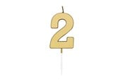 Legetøj - Globos Cake Candle 4.5cm Metallic Gold no. 2 - 1072