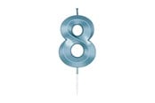Legetøj - Globos Cake Candle 6cm Metallic Light Blue no. 8 - 1058