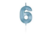 Legetøj - Globos Cake Candle 6cm Metallic Light Blue no. 6 - 1056