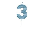 Legetøj - Globos Cake Candle 6cm Metallic Light Blue no. 3 - 1053