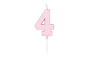 Legetøj - Globos Cake candle 4.5cm Pastel Pink no. 4 - 1114