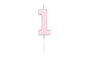 Legetøj - Globos Cake candle 4.5cm Pastel Pink no. 1 - 1111