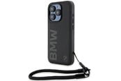 Mobil - Covers & Cases - BMW Signature Leather Wordmark Cord case for iPhone 15 Pro - black - 3666339232672