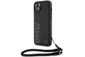 Mobil - Covers & Cases - BMW Signature Leather Wordmark Cord case for iPhone 15 Plus / 14 Plus - black - 3666339232665