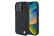 Mobil - Covers & Cases - BMW Signature Leather Half Textured & Circle MagSafe case for iPhone 16 Pro - black - 3666339323424