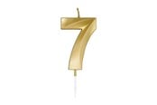 Legetøj - Globos Cake Candle 6cm Metallic Gold no. 7 - 1017
