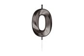 Legetøj - Globos Cake Candle 6cm Metallic Black no. 0 - 1060