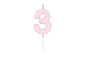Legetøj - Globos Cake candle 4.5cm Pastel Pink no. 3 - 1113