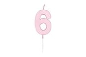 Legetøj - Globos Cake candle 4.5cm Pastel Pink no. 6 - 1116
