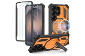 Mobil - Covers & Cases - Tech-Protect MagBlast MagSafe Case + Tempered Glass 2-Pack for Samsung Galaxy S26 Ultra - Black and Orange - 5906302323746