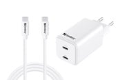 Bærbar Oplader - Sandberg AC Charger USB-C PD65W EU 1.5M - Dual-Port | GaN III | 65 - 441-75