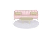 Dukke, bamse og udstyr - Micki Lundby stuesæt med pink sofa, bord, tæppe og puder. - 18374